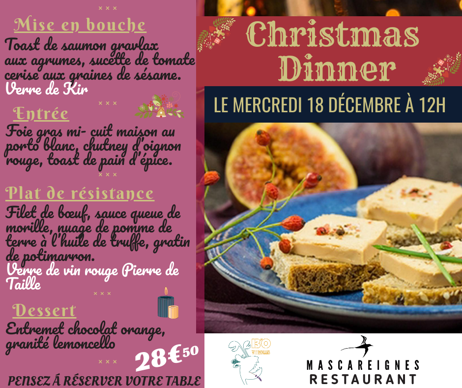 Menu spécial Noël à BO13 Les Mascareignes